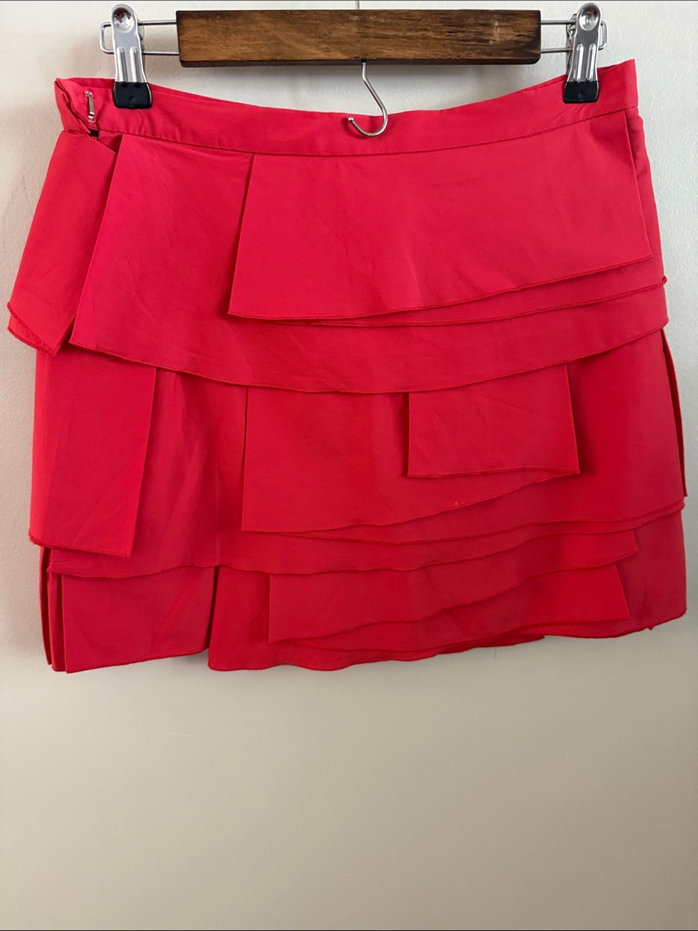 BCBGMaxAzria Layered Ruffle Mini Skirt - Red - Picture 6 of 11